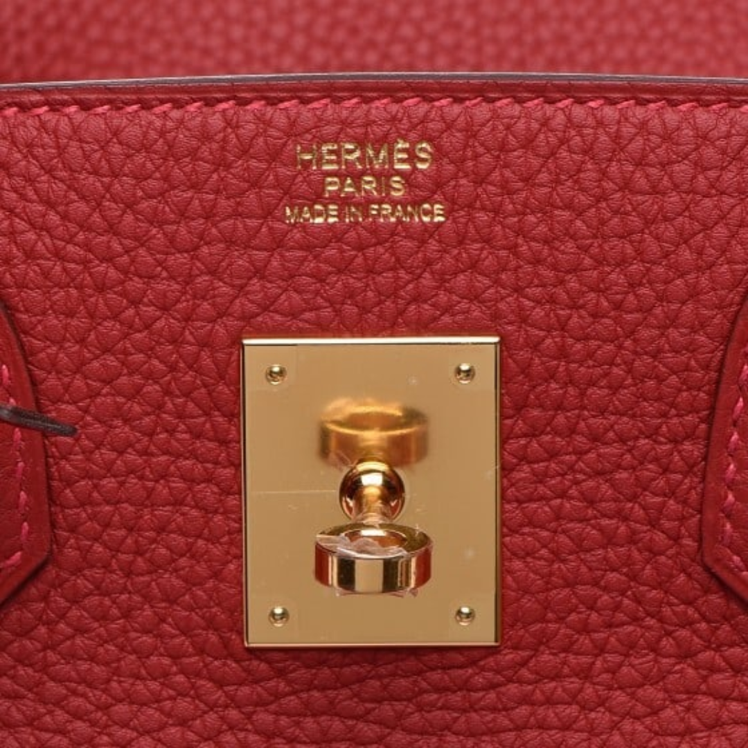 HERMÈS BIRKIN 30 BAG WITH GOLD HARDWARE IN RED
