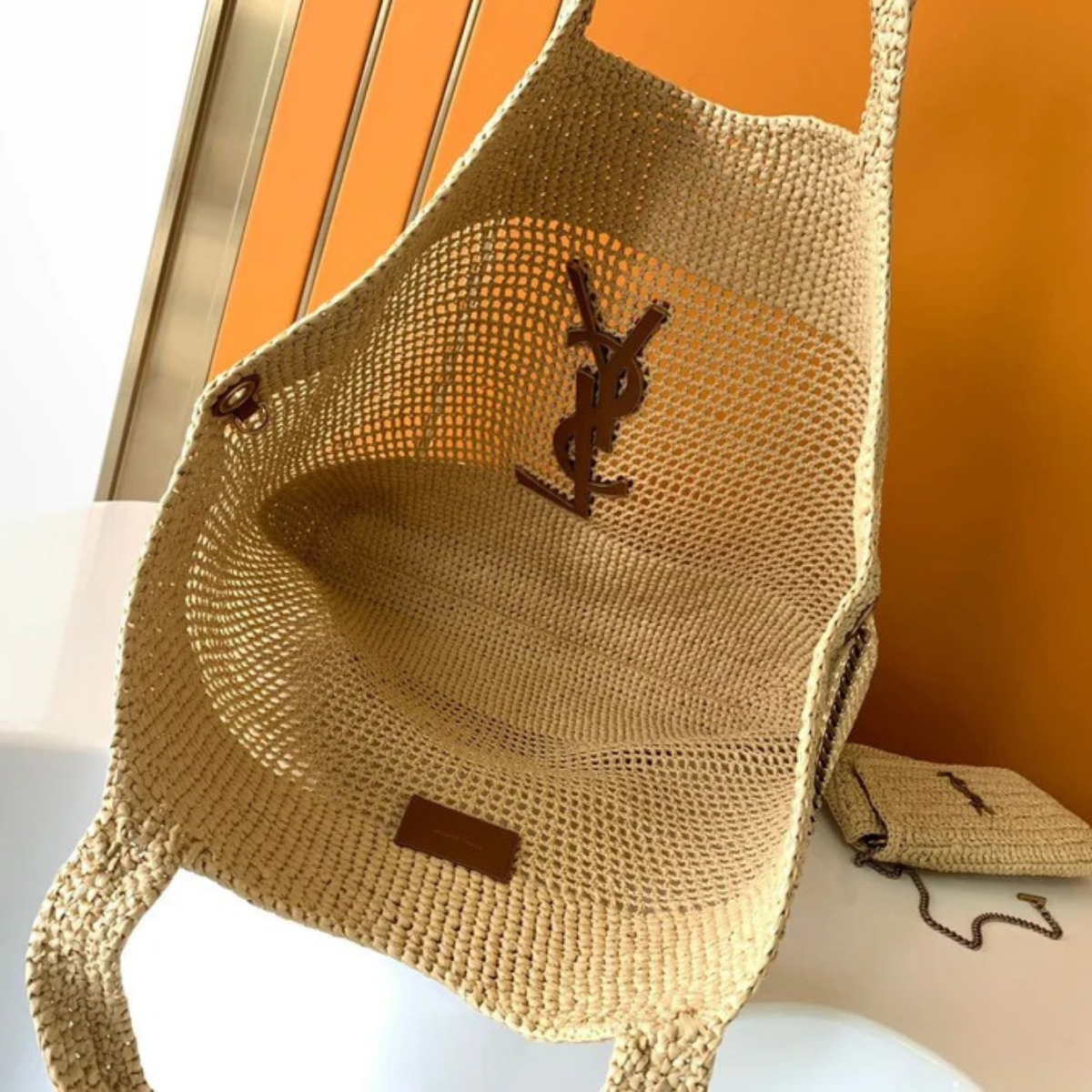 YVES SAINT LAURENT ICARE BAG IN RAFFIA