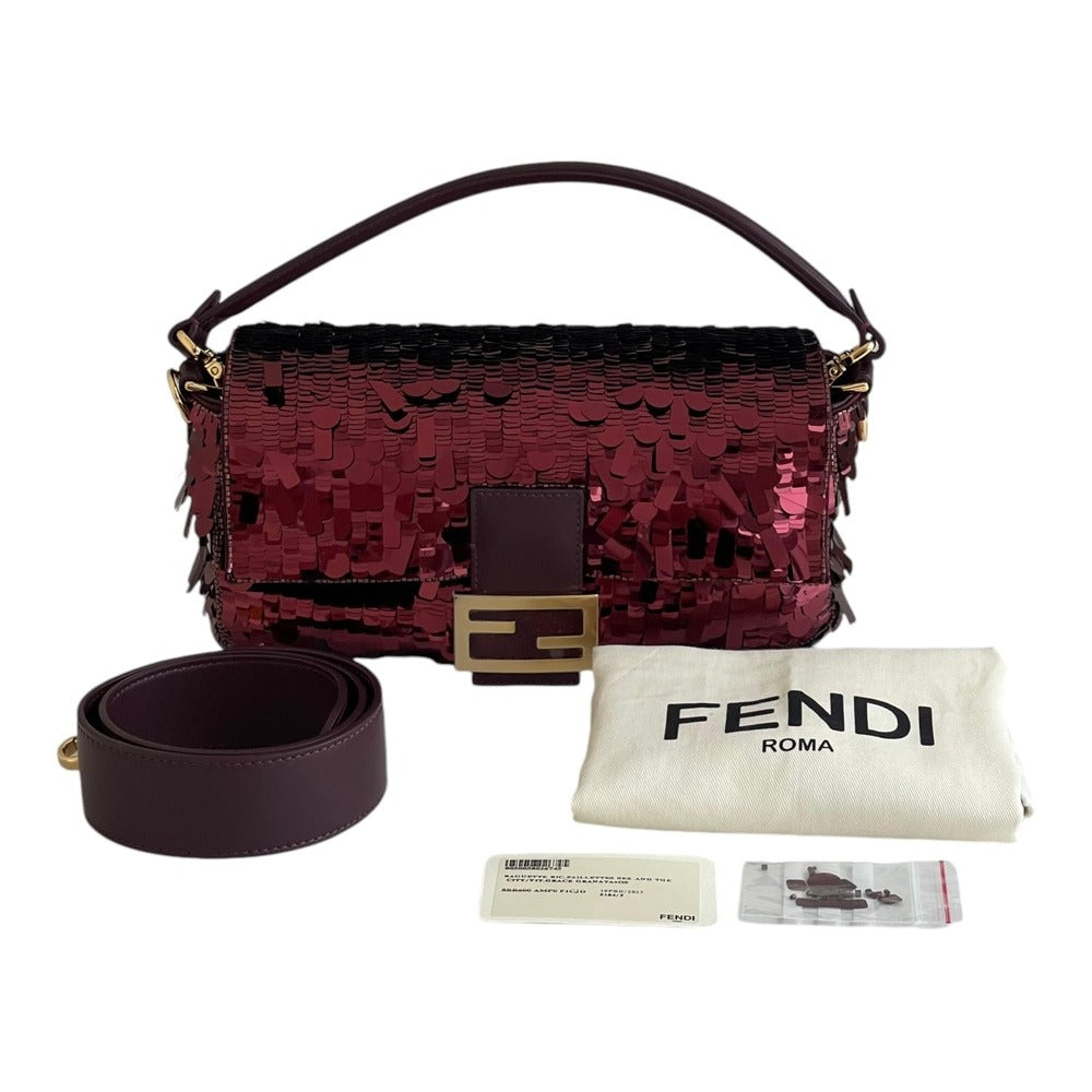FENDI BAGUETTE BAG IN RED SEQUINS