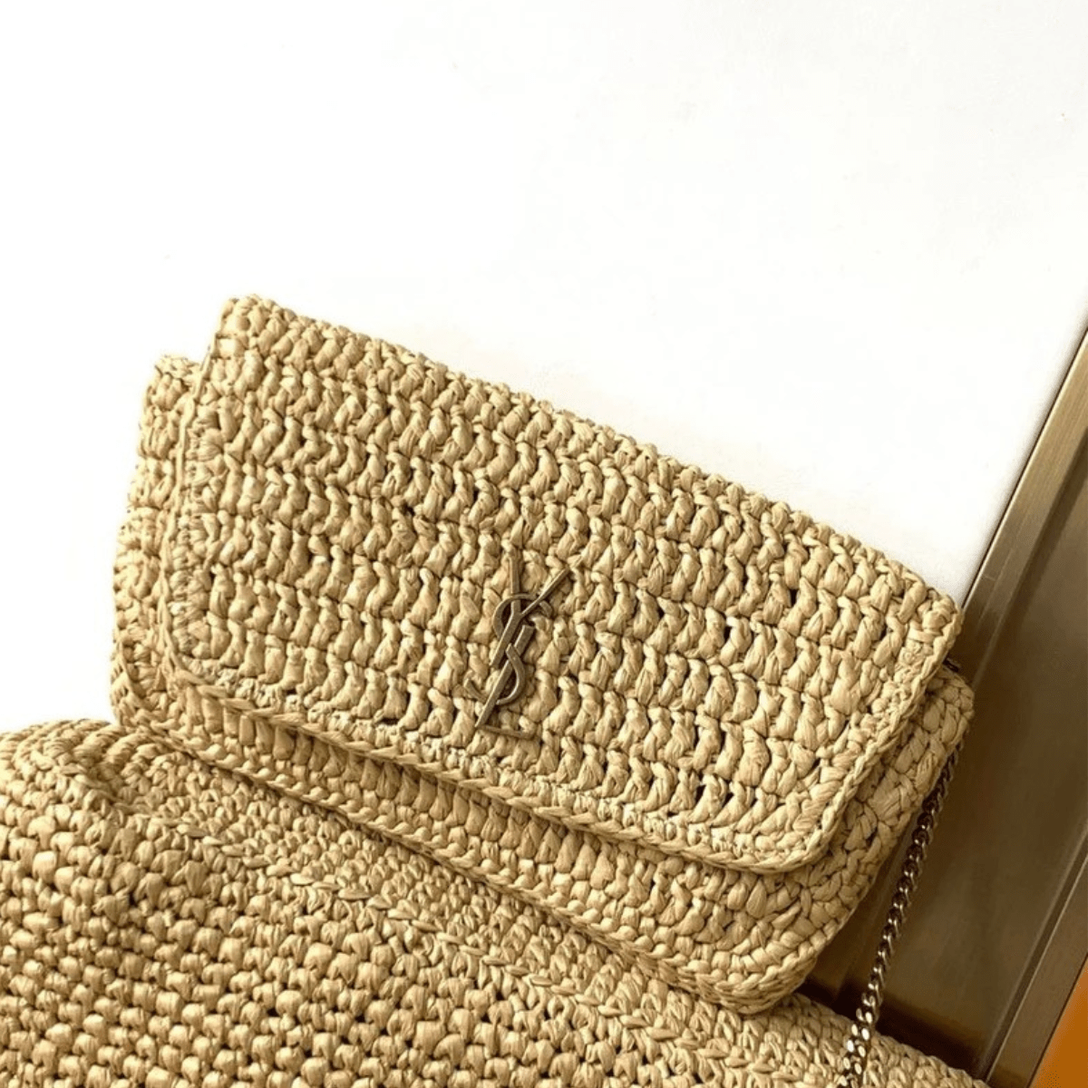 YVES SAINT LAURENT ICARE BAG IN RAFFIA
